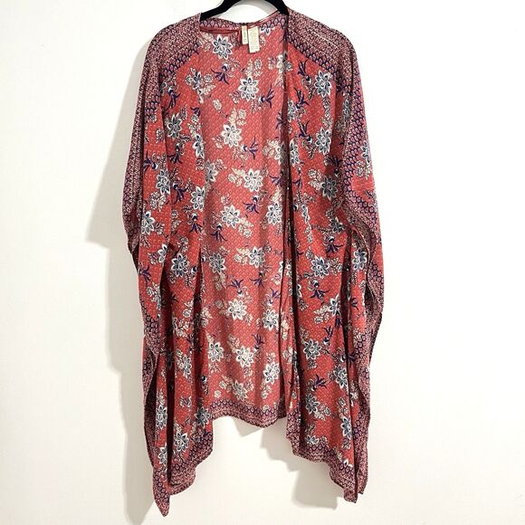 Japna Kimono Cardigan One Size OS Pink Open Boho Cover Up Beach Lightweight - Picture 1 of 5